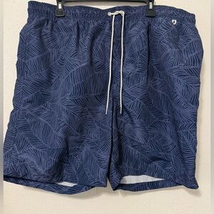 NWT Lands' End Deep Sea Leaf Print Swim Trunks